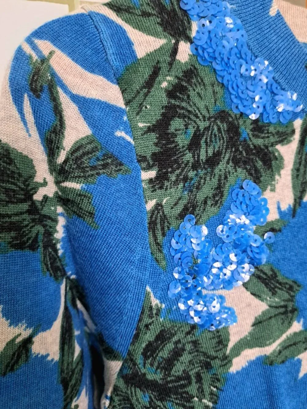 J. Crew Floral Sequinned Sweater
